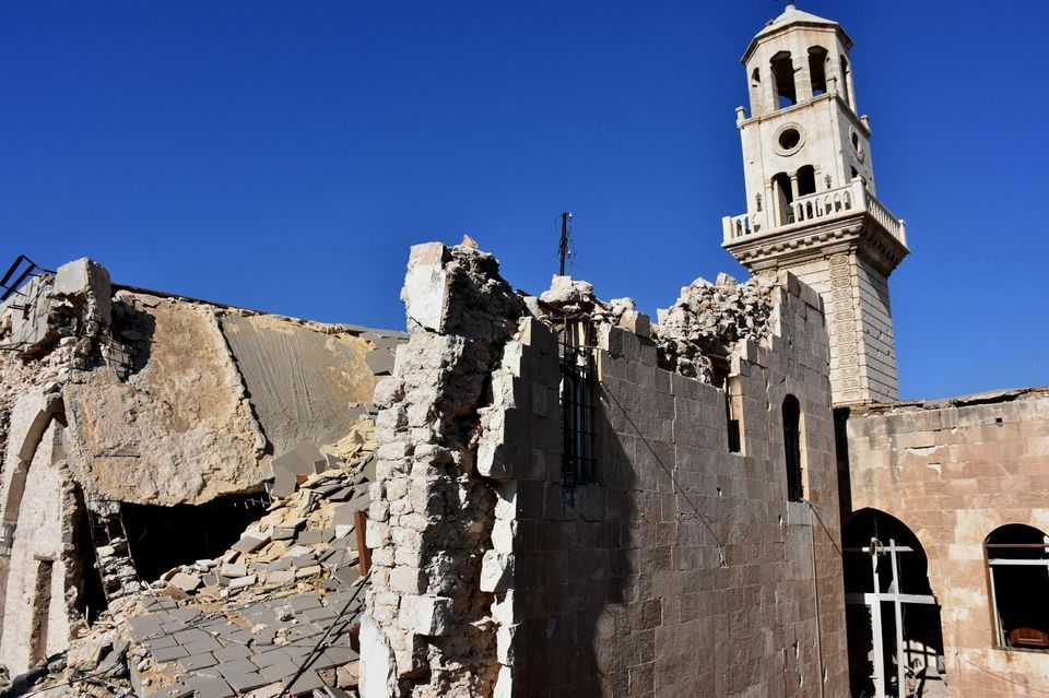 Les ruines de la cathédrale arménienne des Quarante-Martyrs, à Alep, le 9 décembre 2016.