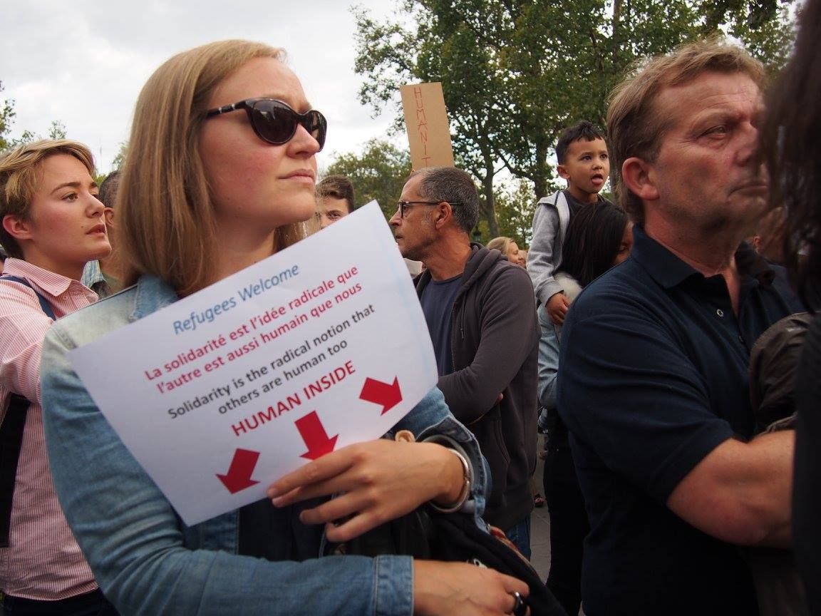 Paris 05/09/2015 : Rassemblement #PasEnNotreNom #Réfugiés #RefugeesDignity #OpenEurope