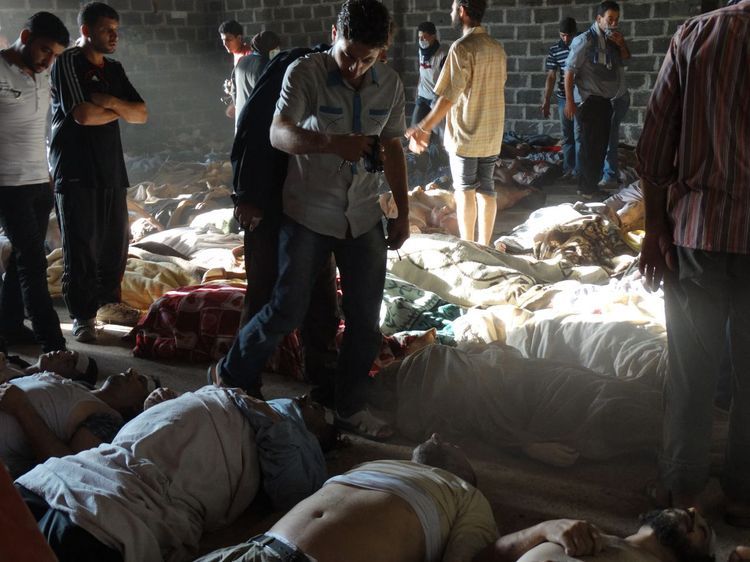 En août 2013, des images diffusées par l'opposition syrienne de victimes de l'attaque à la Ghouta.