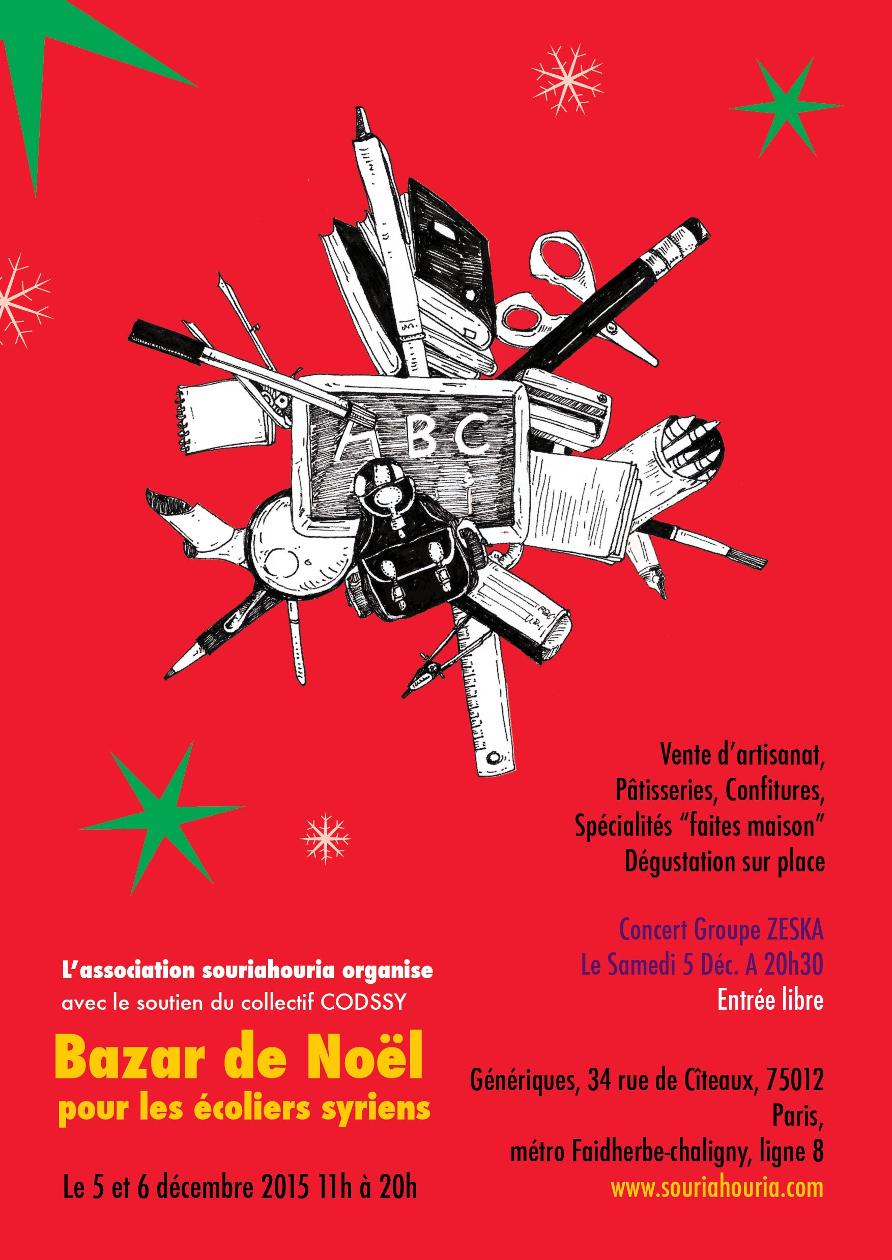 Paris : Bazar de Noël 2015 "Pour les écoliers syriens"