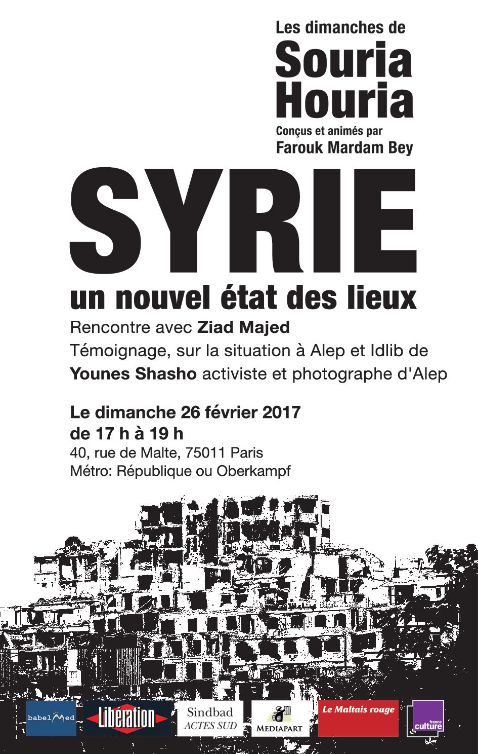 Paris : Débat "SYRIE : Un nouvel état des lieux"