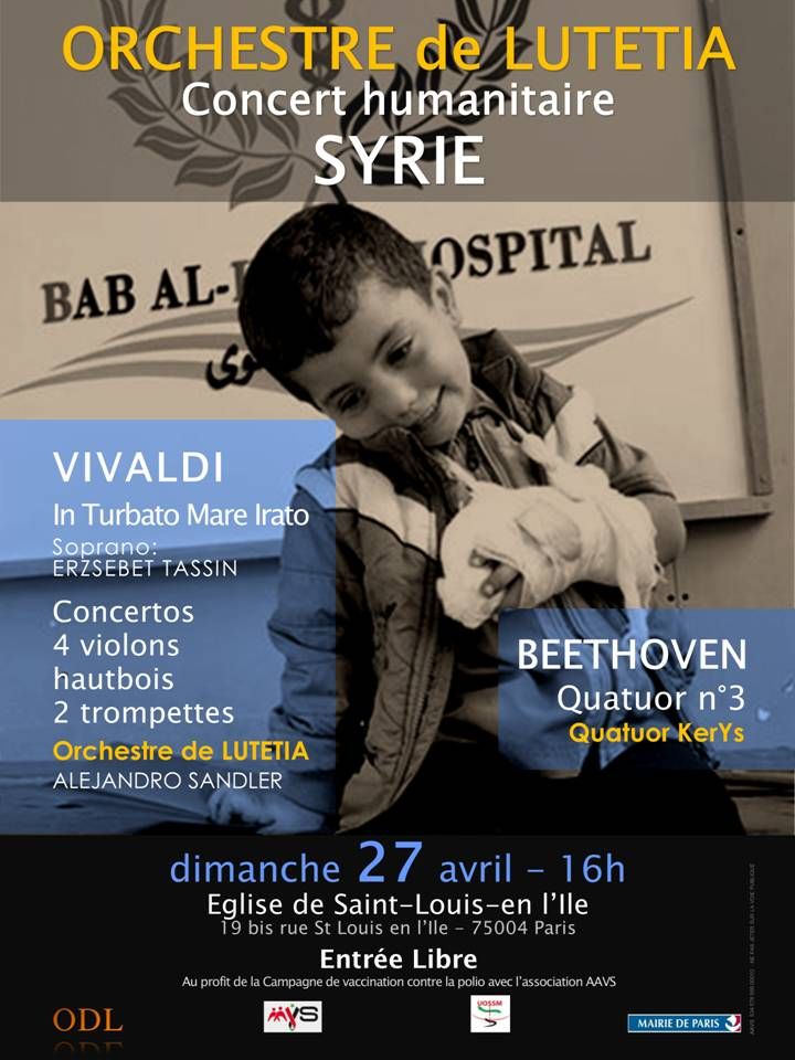 Paris : Concert humanitaire qu'elle organise avec l'ORCHESTRE DE LUTETIA