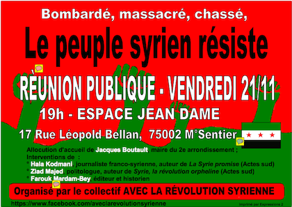 Paris : Réunion publique "Le peuple syrien résiste"