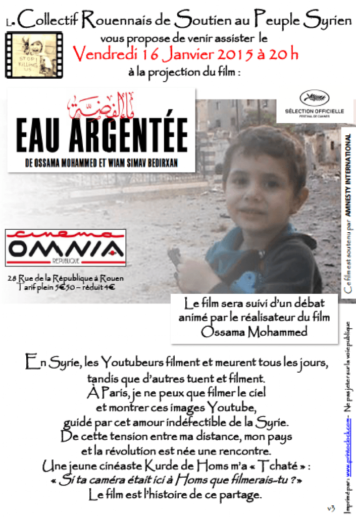 17/01/2015 Rouen : Projection et Débat du film “Eau argentée”