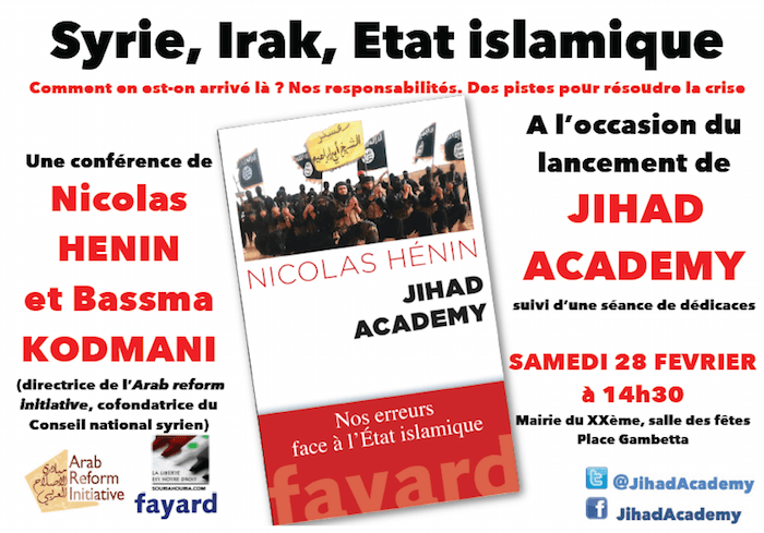Paris : Conférence "Syrie, Irak, Etat islamique" Nicolas Henin et Bassma Kodmani