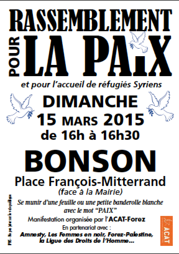 15/03/2015 Bonson : Rassemblement "la paix et pour l’accueil de réfugiés Syriens"