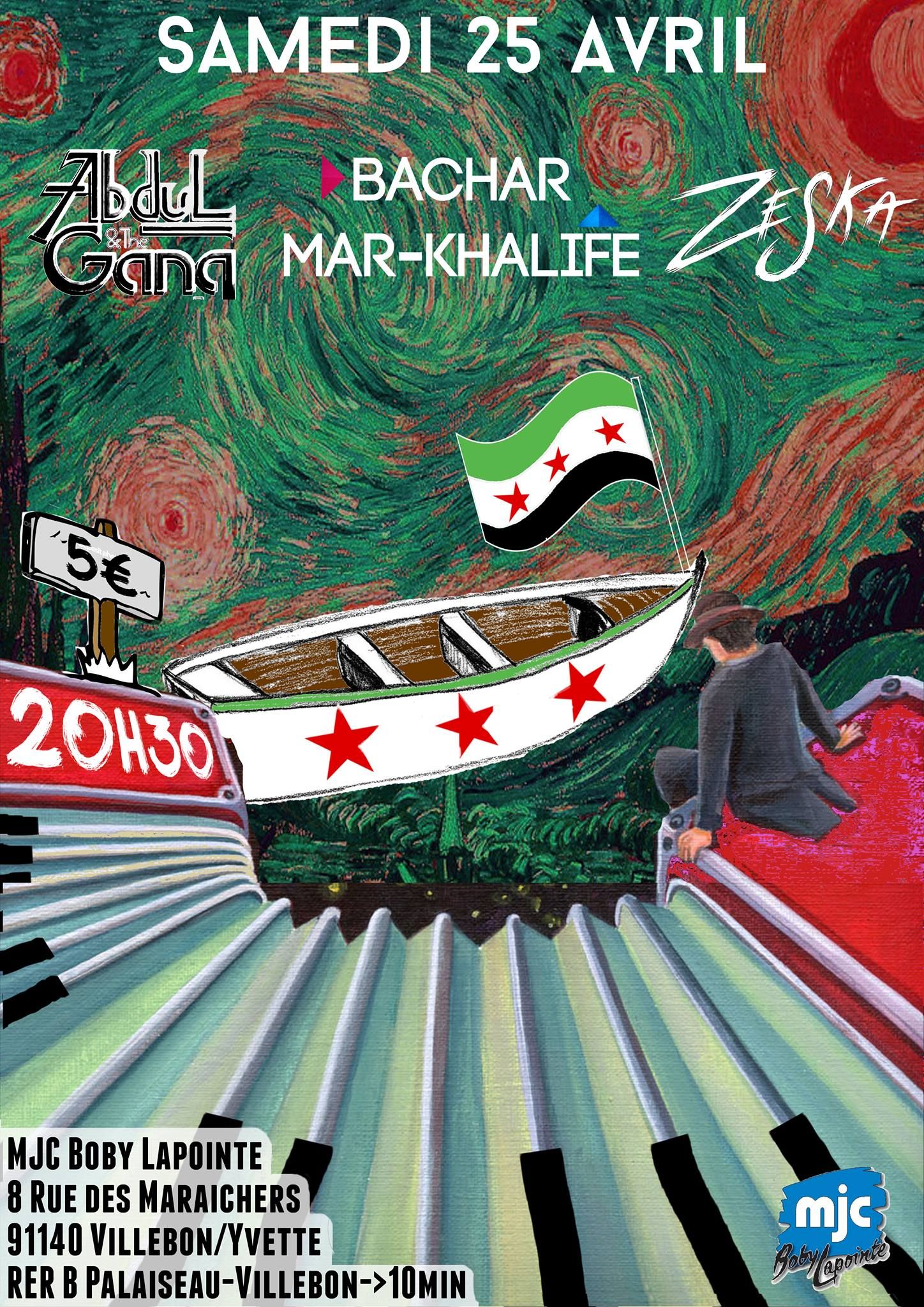 Villebon-Yvette : Concert "Zeska + ABDUL & the GANG + BACHAR MAR-KHALIFE"