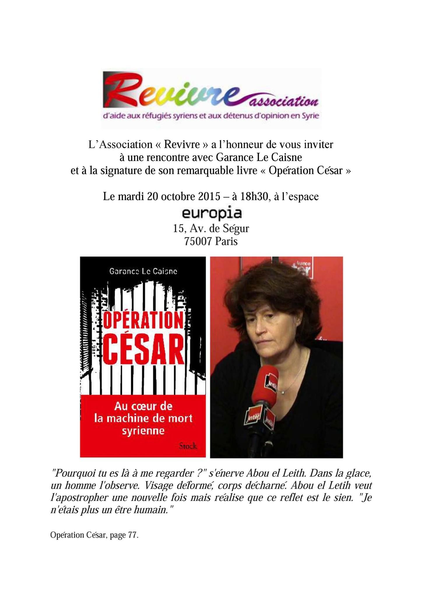 Paris : Signature du livre « Opération César »