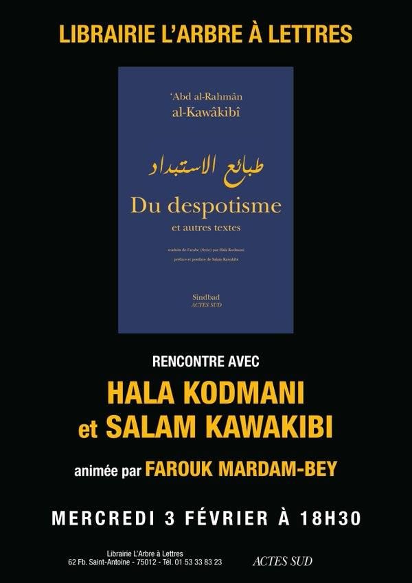Paris : Rencontre autour du livre "Du despotisme" ABD AL-RAHMÂN AL-KAWÂKIBÎ