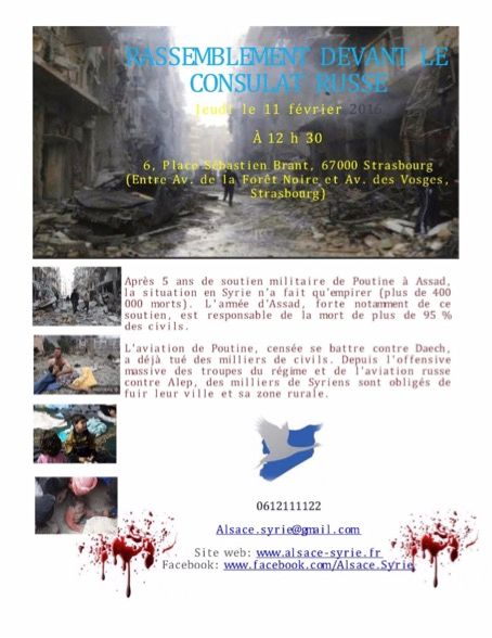 STRASBOURG : Rassemblement devant le consulat Russe