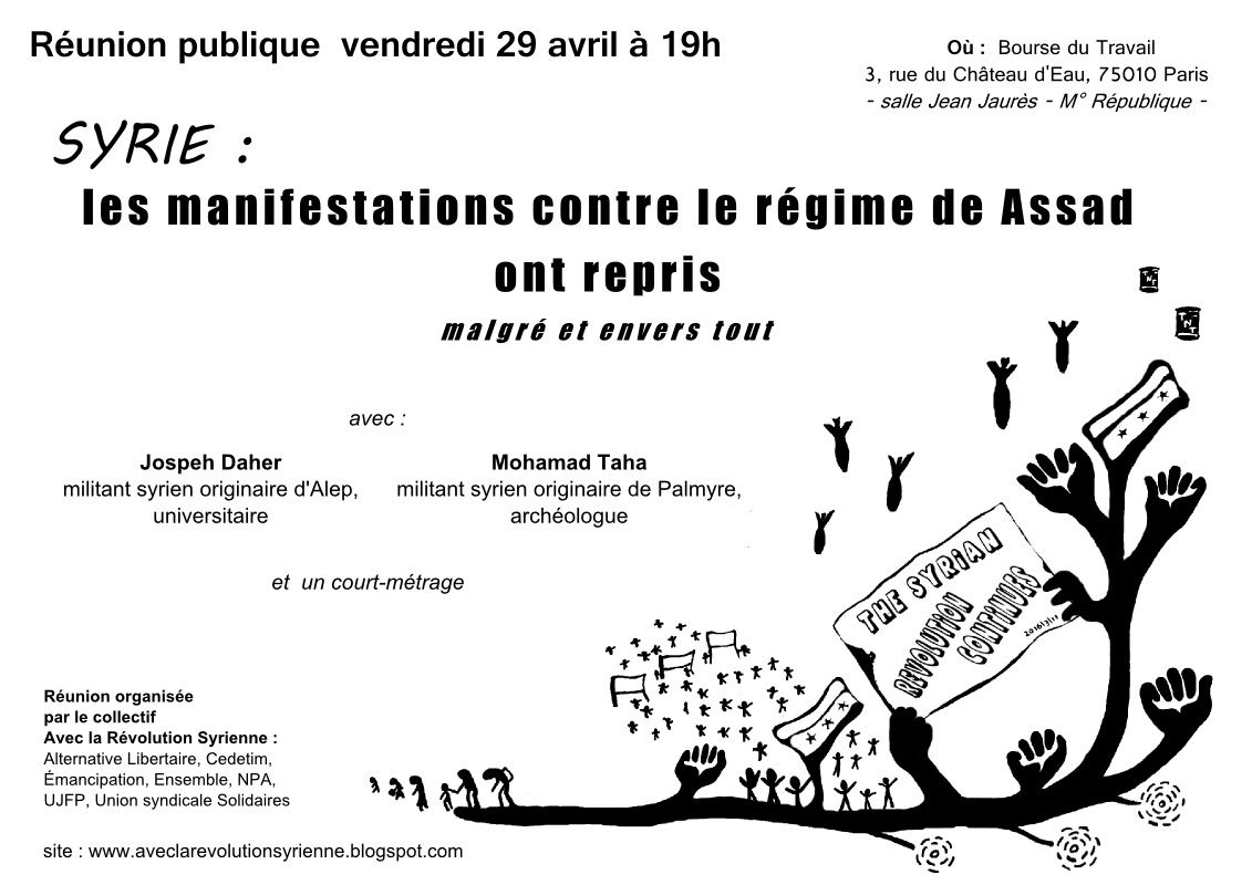 Paris : Syrie : les manifestations contre le régime d'Assad ont repris, malgré et envers tout