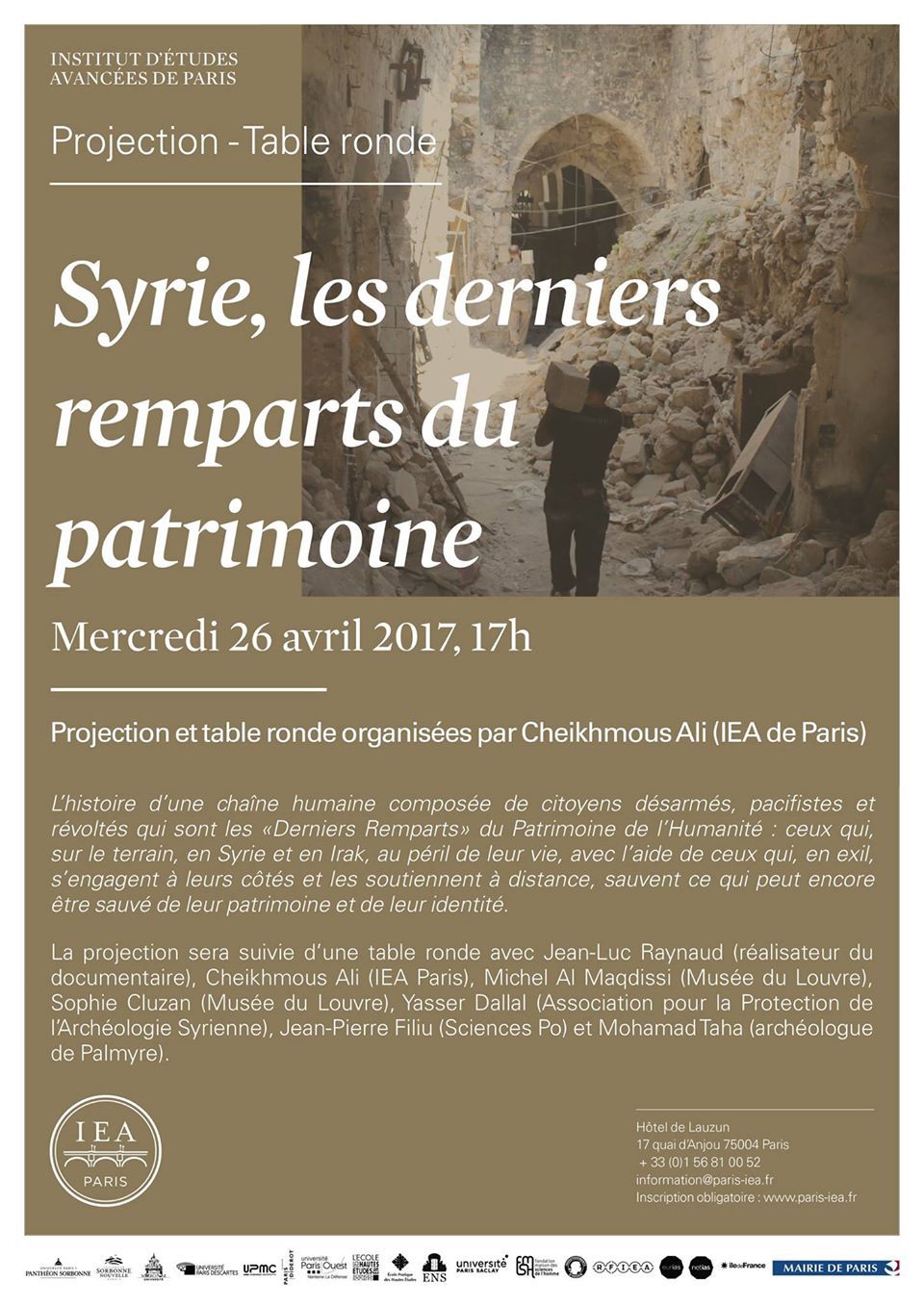 Paris : Table ronde et projection: « Syrie, les derniers remparts du patrimoine »