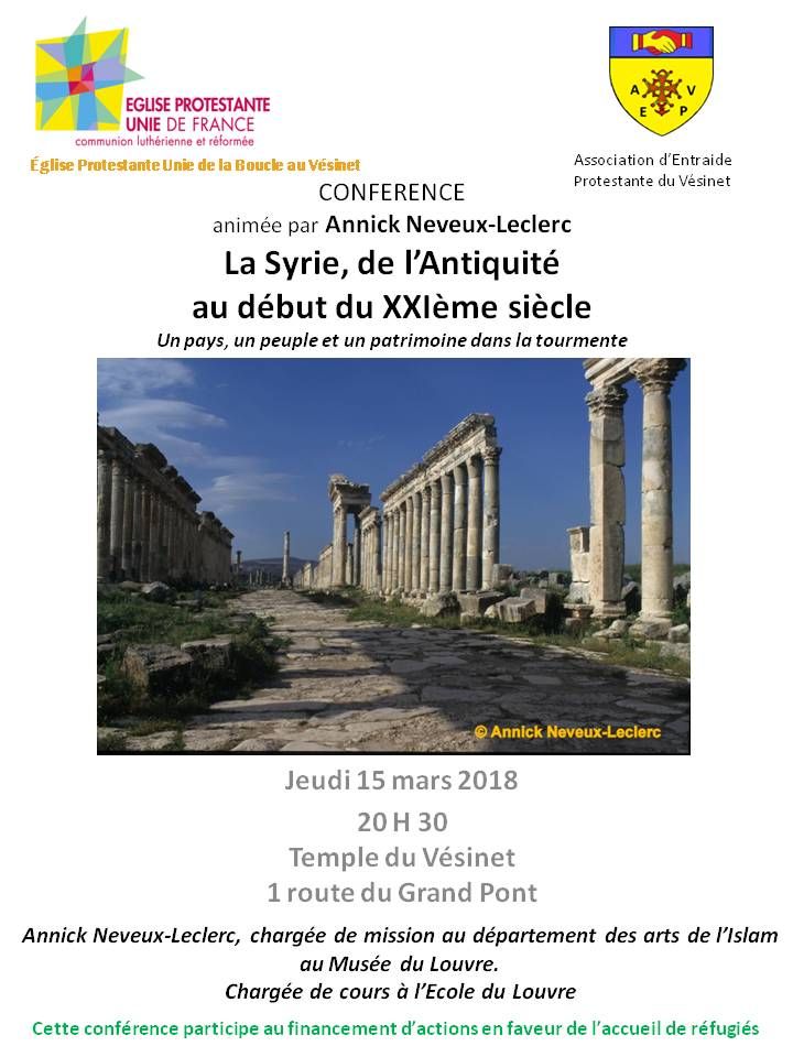 Vésinet : Conférence "La Syrie, de l’Antiquité au début du XXIème siècle Un pays, un peuple et un patrimoine dans la tourmente"