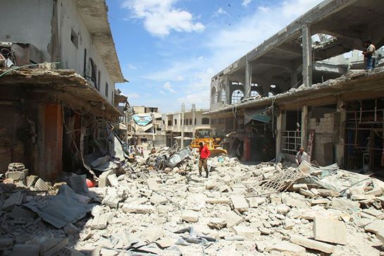 //La ville de Binnish, située dans la province d'Idlib (REUTERS/Ammar Abdullah)