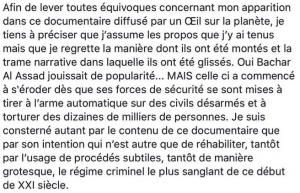 Post de Khaled Sid Mohand suite à la diffusion de l'émission