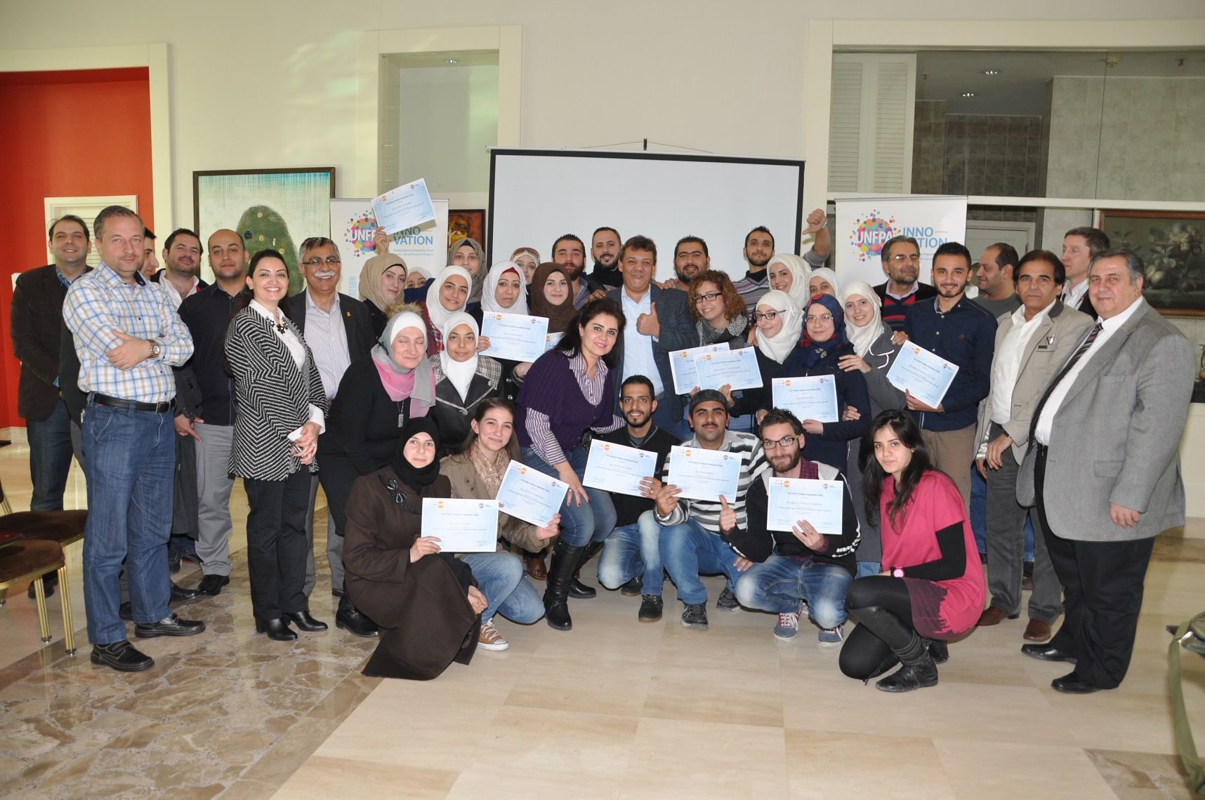 Of the 28 students on the UNFPA's startup training course, 20 were women. (UNFPA Syria)