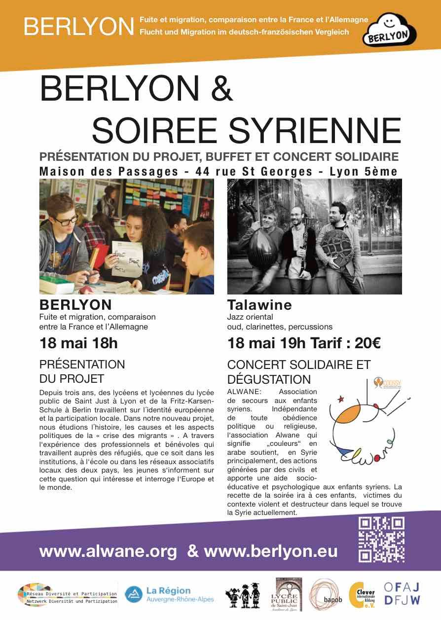 BERLYON (Lycée Saint Just) et Soirée syrienne COMPLET